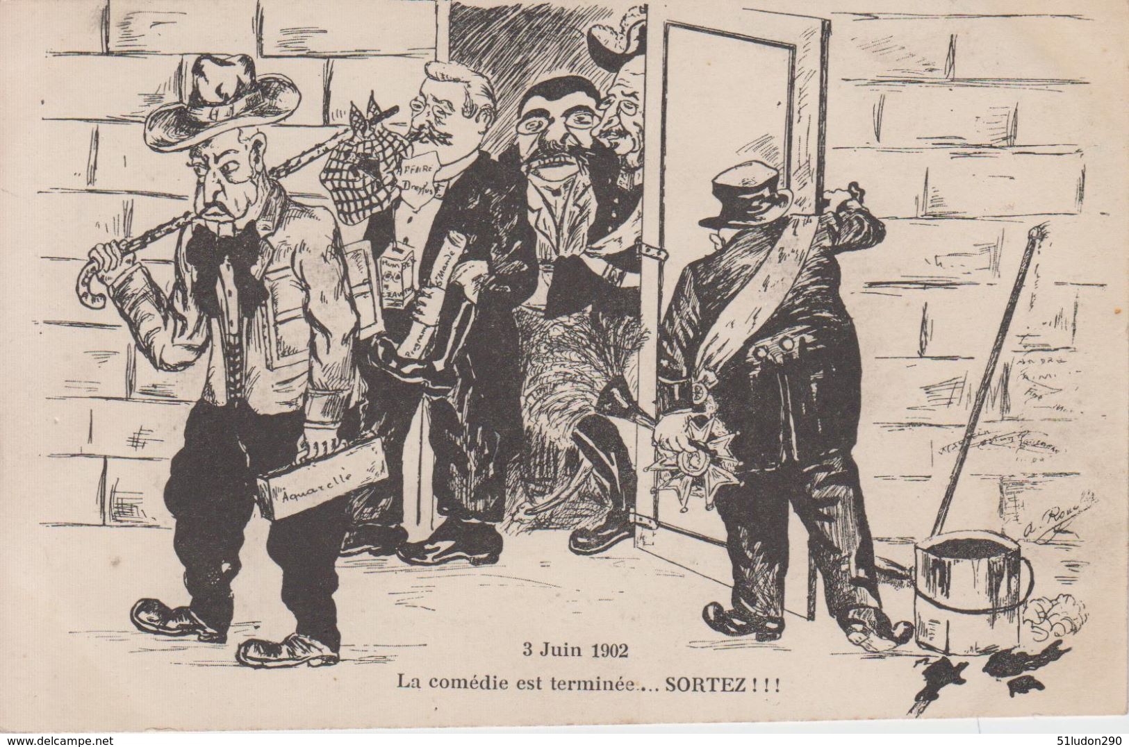 CPA Précurseur Affaire Dreyfus - 3 Juin 1902 La Comédie Est Terminée ... Sortez - Satiriques