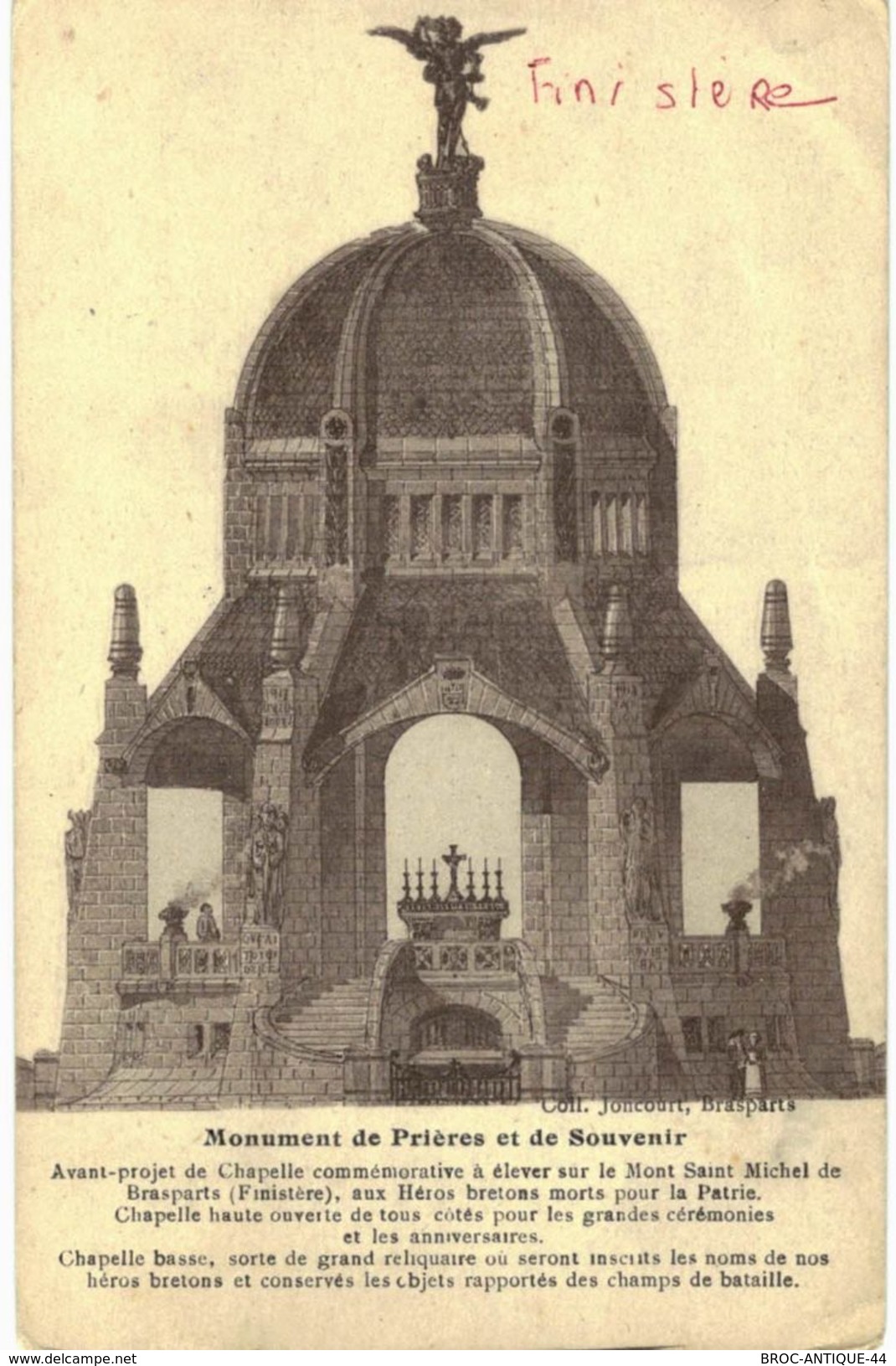 CPA N°14724 - MONUMENT DE PRIERES ET DE SOUVENIR - AVANT PROJET DE CHAPELLE COMMEMORATIVE MONT ST MICHEL DE BRASPARTS - Altri & Non Classificati