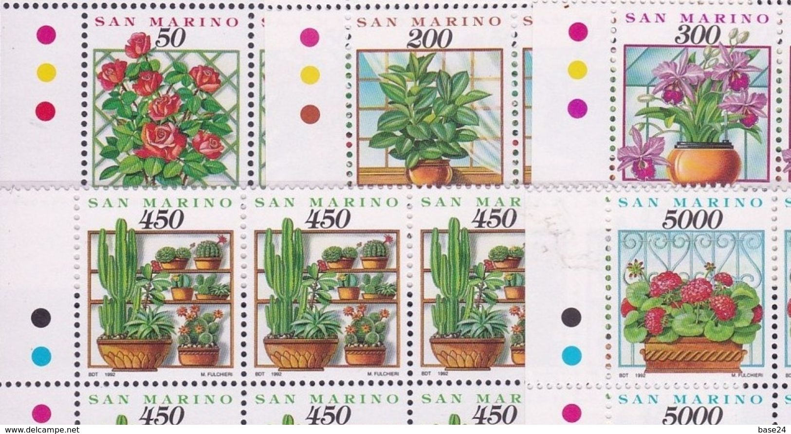 1992 San Marino Saint Marin FIORI E PIANTE FLOWERS PLANTS 8 Serie Di 5v. MNH** Blocco - Altri & Non Classificati