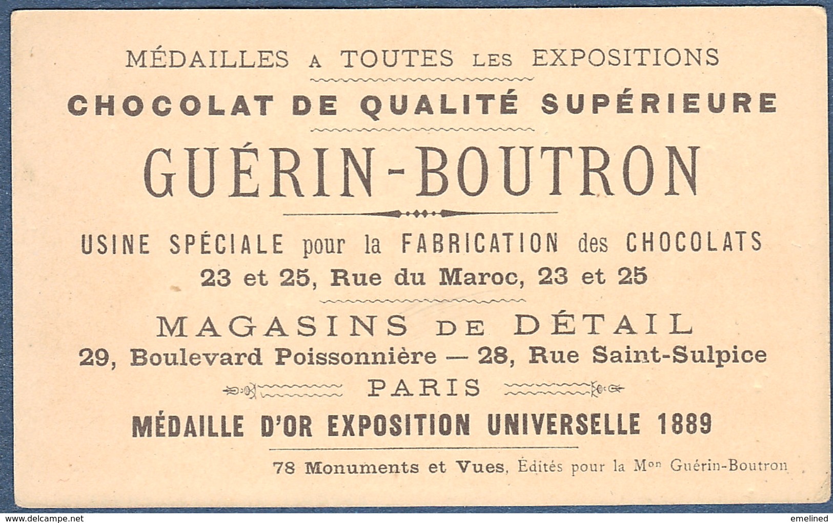 Chromo Chocolat Guerin-Boutron Exposition Universelle 1900 Le Grand Palais Facade Principale Paris - Guerin Boutron