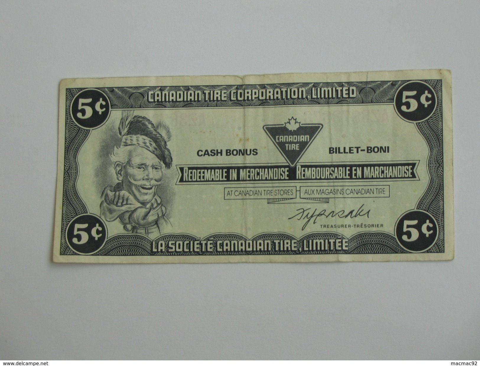 5 Cents - CANADIAN TIRE CORPORATION, LIMITED -  1985    **** EN ACHAT IMMEDIAT **** - Canada