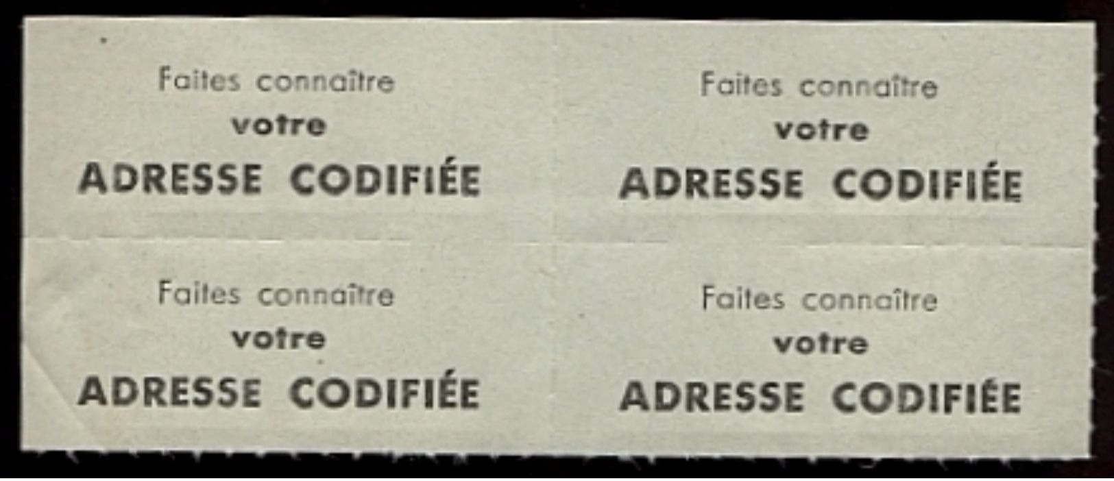 Bloc De 4 Vignettes Adresse Codifiée - Código Postal