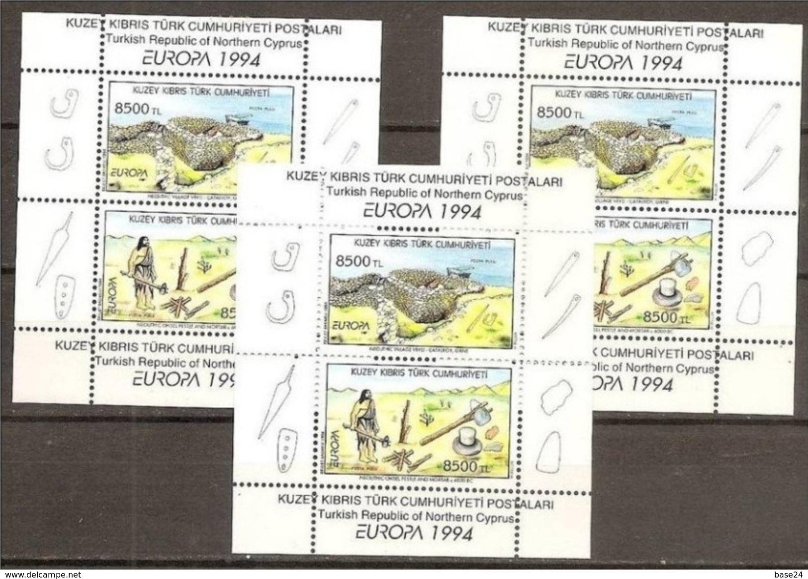 1994 Cipro Turca Turkish Cyprus EUROPA CEPT EUROPE 3 Foglietti MNH** Souv. Sheets - 1994