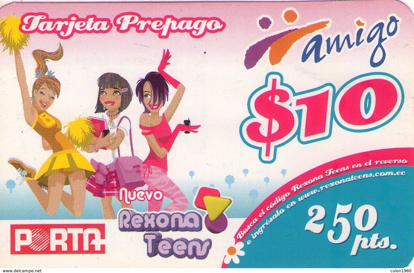 ECUADOR. PREPAGO. Rexona Teens. EC-POP-130B. (751) - Equateur