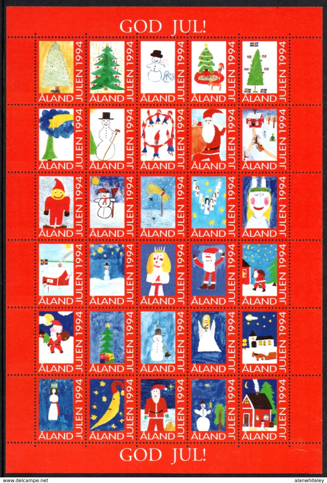 ÅLAND 1994 Christmas Seals: Complete Sheet Of 30 Labels UM/MNH - Aland