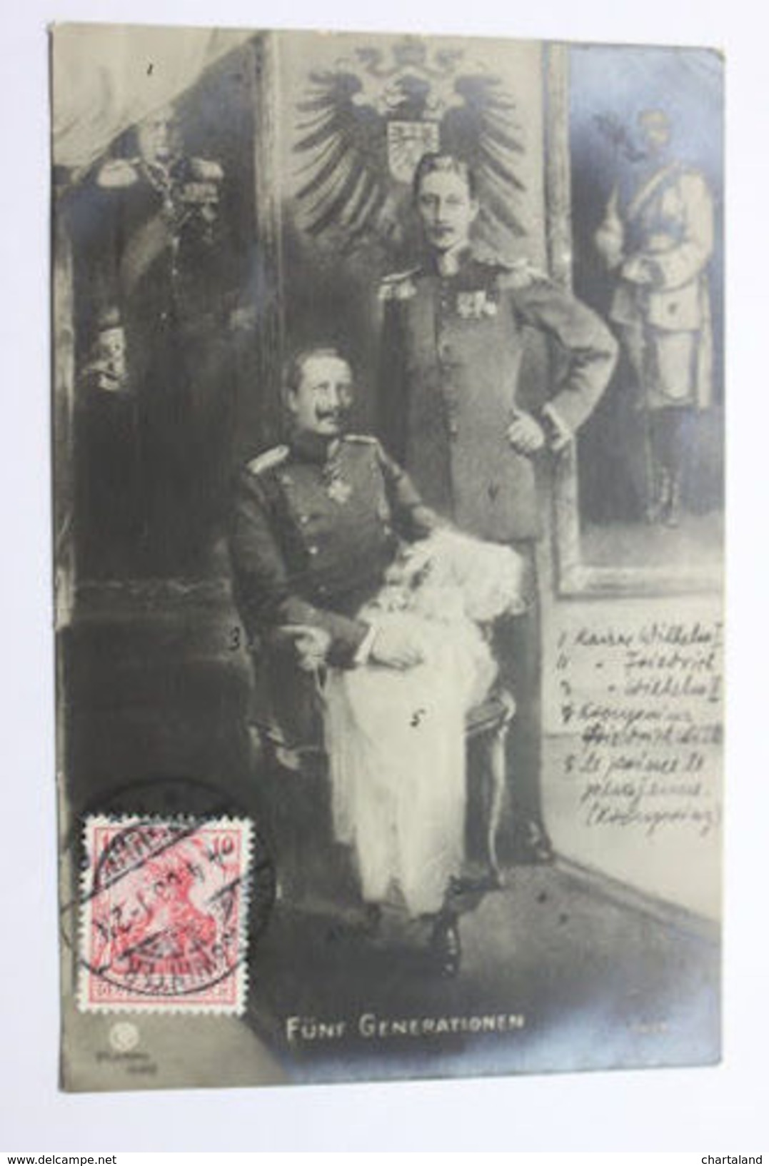 Foto Cartolina Re Guglielmo II E Guglielmo Di Prussia Nipote 3 Generazioni 1909 - Altri & Non Classificati