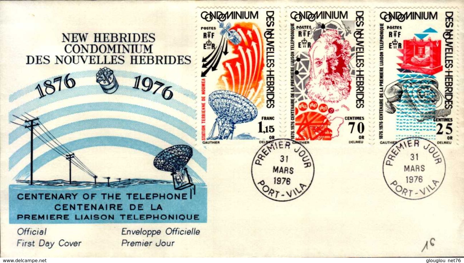 ENVELOPPE 1er JOUR ..1976..NEW HEBRIDES..CENTENAIRE DU TELEPHONE - FDC