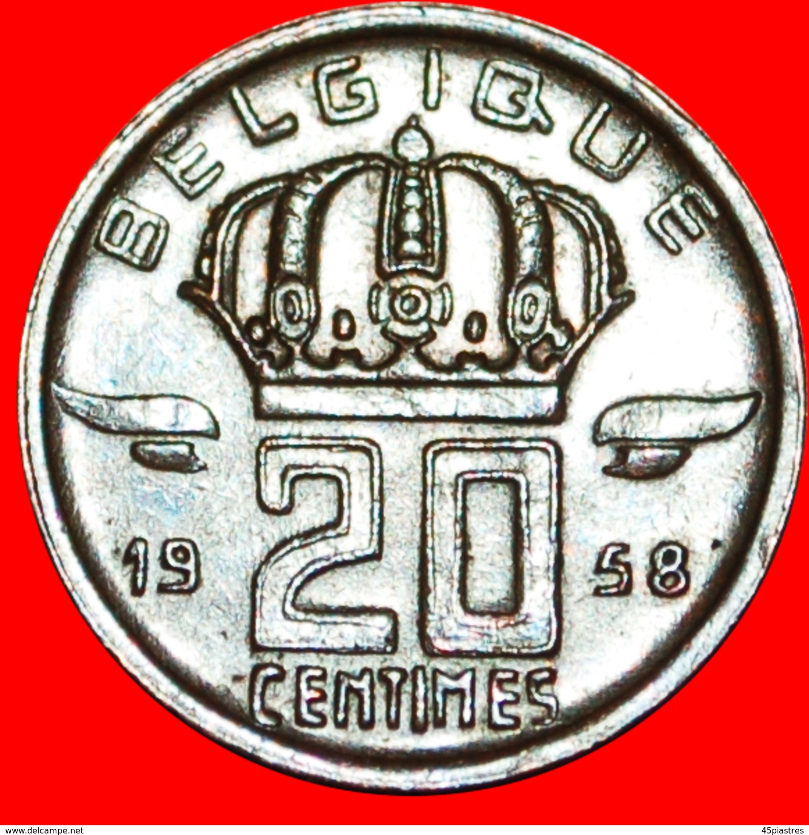 √ FRENCH LEGEND: BELGIUM ★ 20 CENTIMES 1958! LOW START ★ NO RESERVE! Baudouin I (1951-1993) - 20 Cents