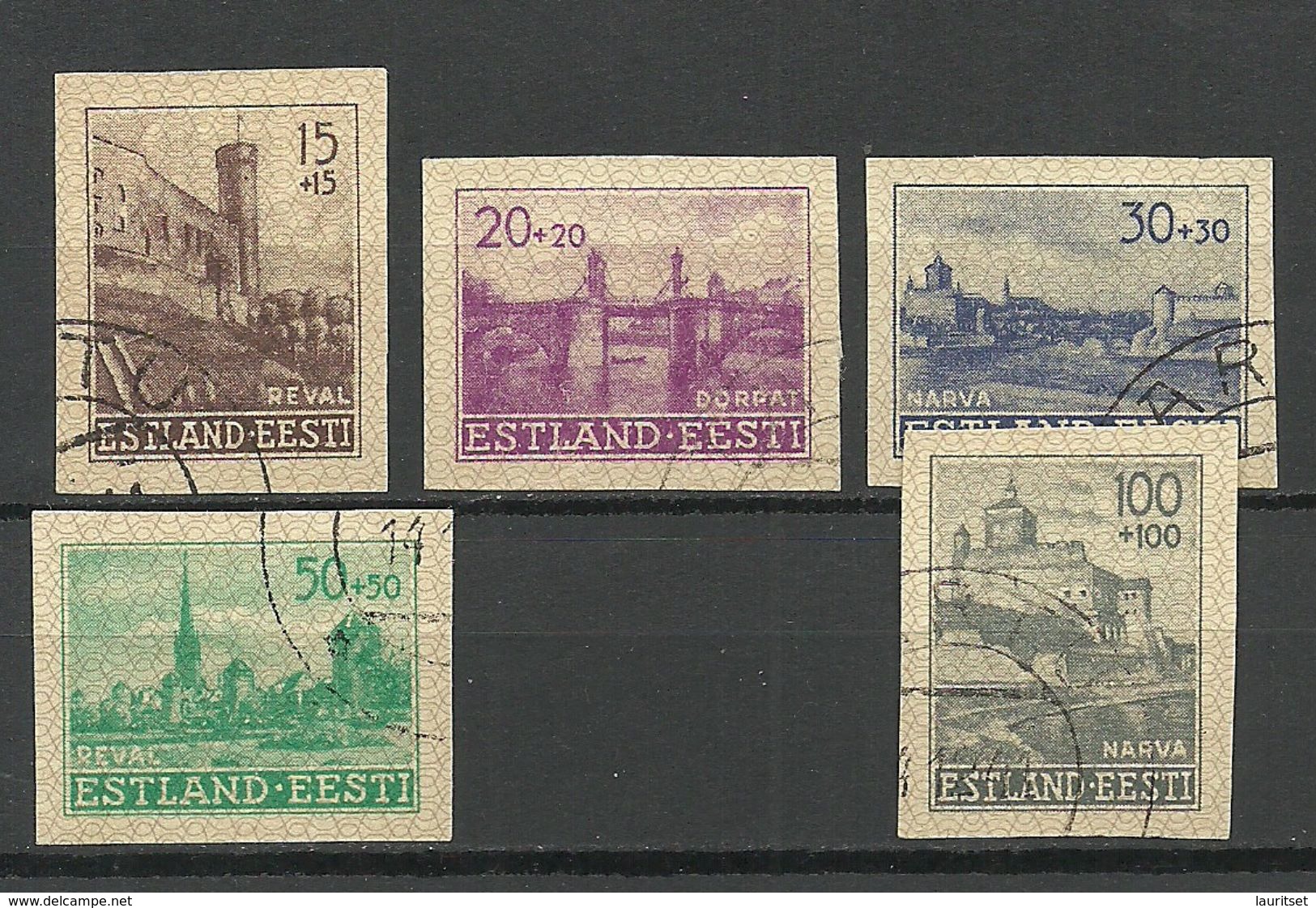 Estland Estonia 1941 = 5 Stamps From Set German Occupation Reconstruction Of Cities 4 - 9 U O - Estland