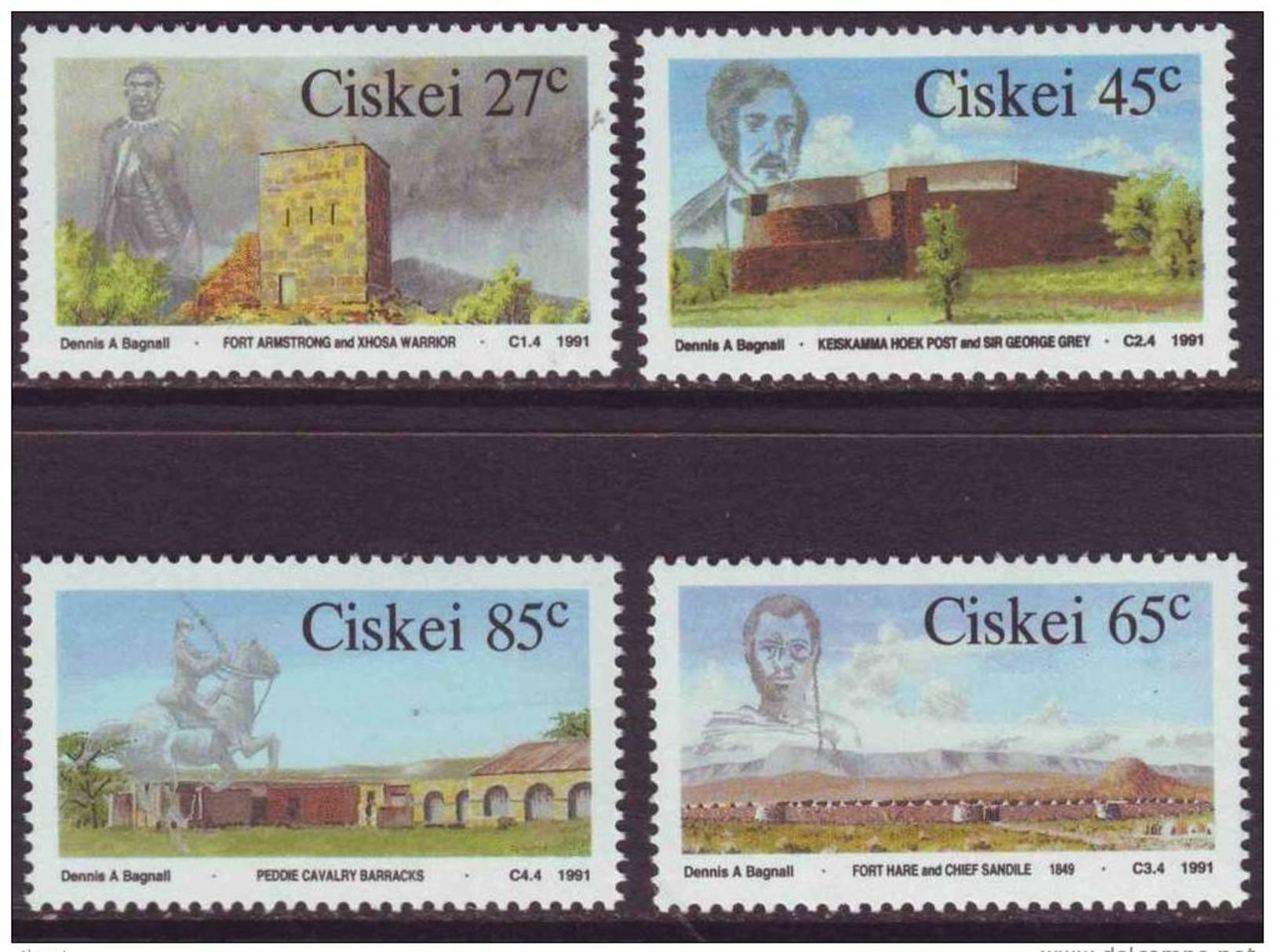 D90819 Ciskei South Africa 1991 MILITARY FORTS 1st BOER WAR MNH Set - Afrique Du Sud Afrika RSA Sudafrika - Ciskei