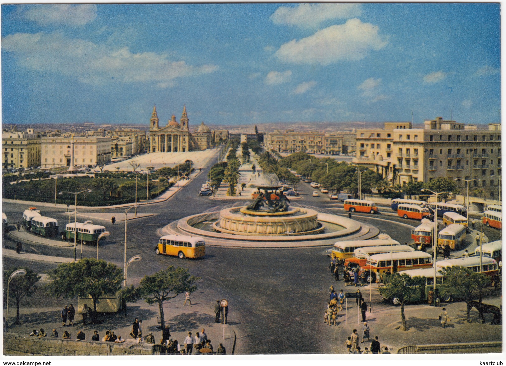 Floriana: MALTA BUSES ; FORD THAMES, DODGE, DENNIS/LEYLAND Etc. - Triton Fountain - (Malta) - PKW