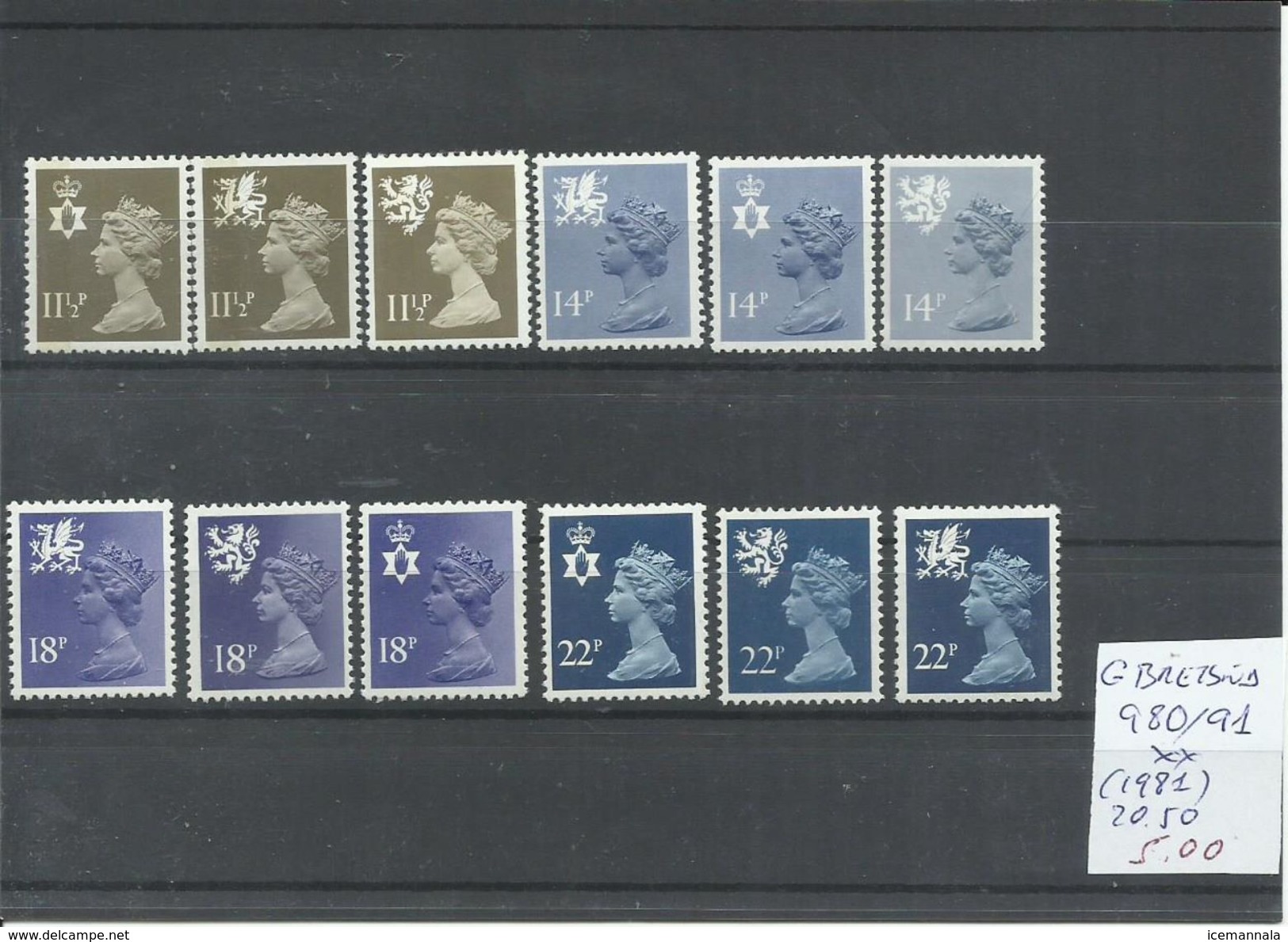 GRAN BRETAÑA YVERT  980/91  MNH  ** - Nuevos