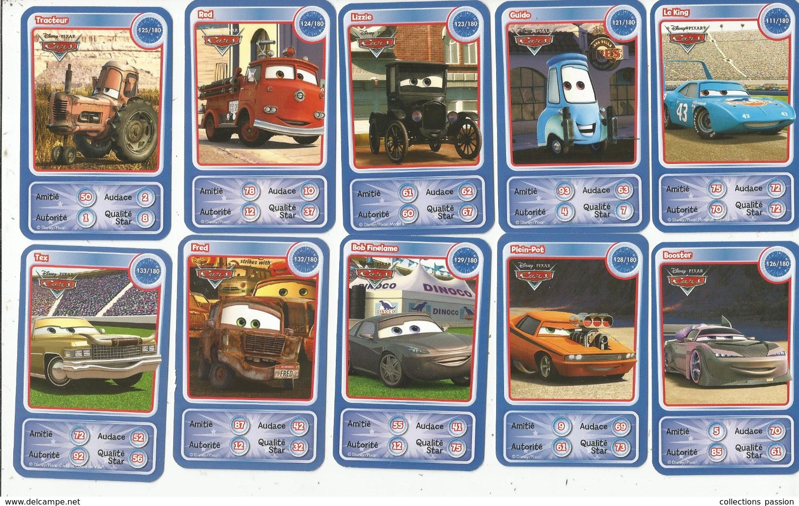 Carte De Collection , DISNEY- PIXAR , CARS , 2 Scans , LOT DE 13 CARTES - Disney