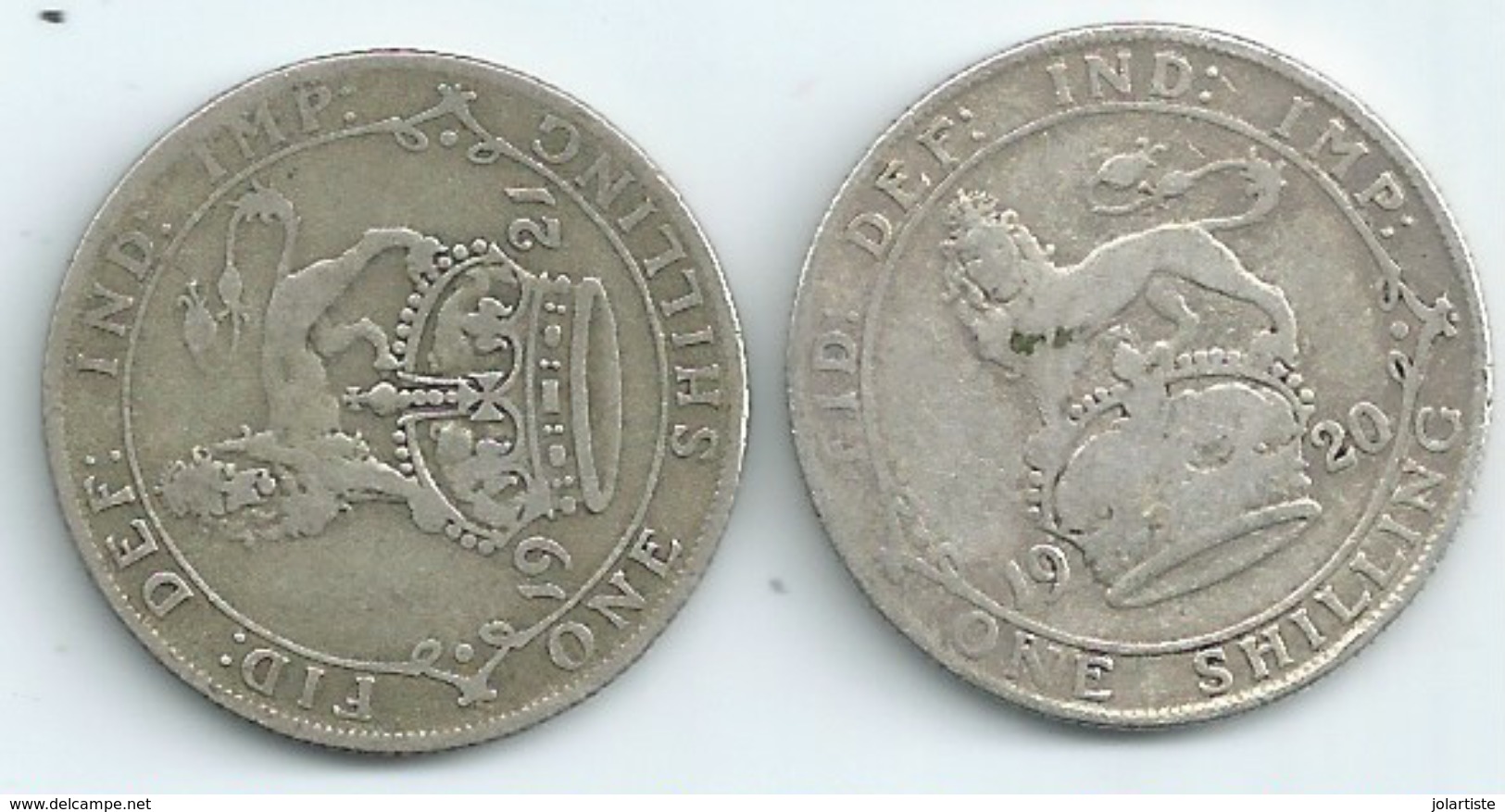 MONNAIE GRANDE BRETAGNE 2 Pieces Argent One Shilling 1920 Et 1921diametre 18 Mm Port 1,50 Euro - Other & Unclassified