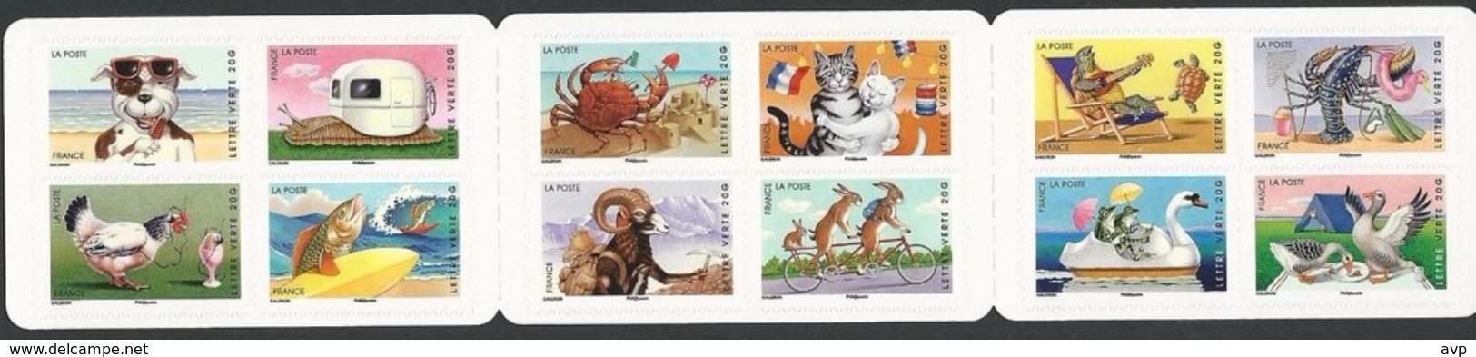 France 2014 Fauna, Animals, Cats, Dogs, Fishes, Vacations, Vacances Booklet, Carnet - Commemorrativi