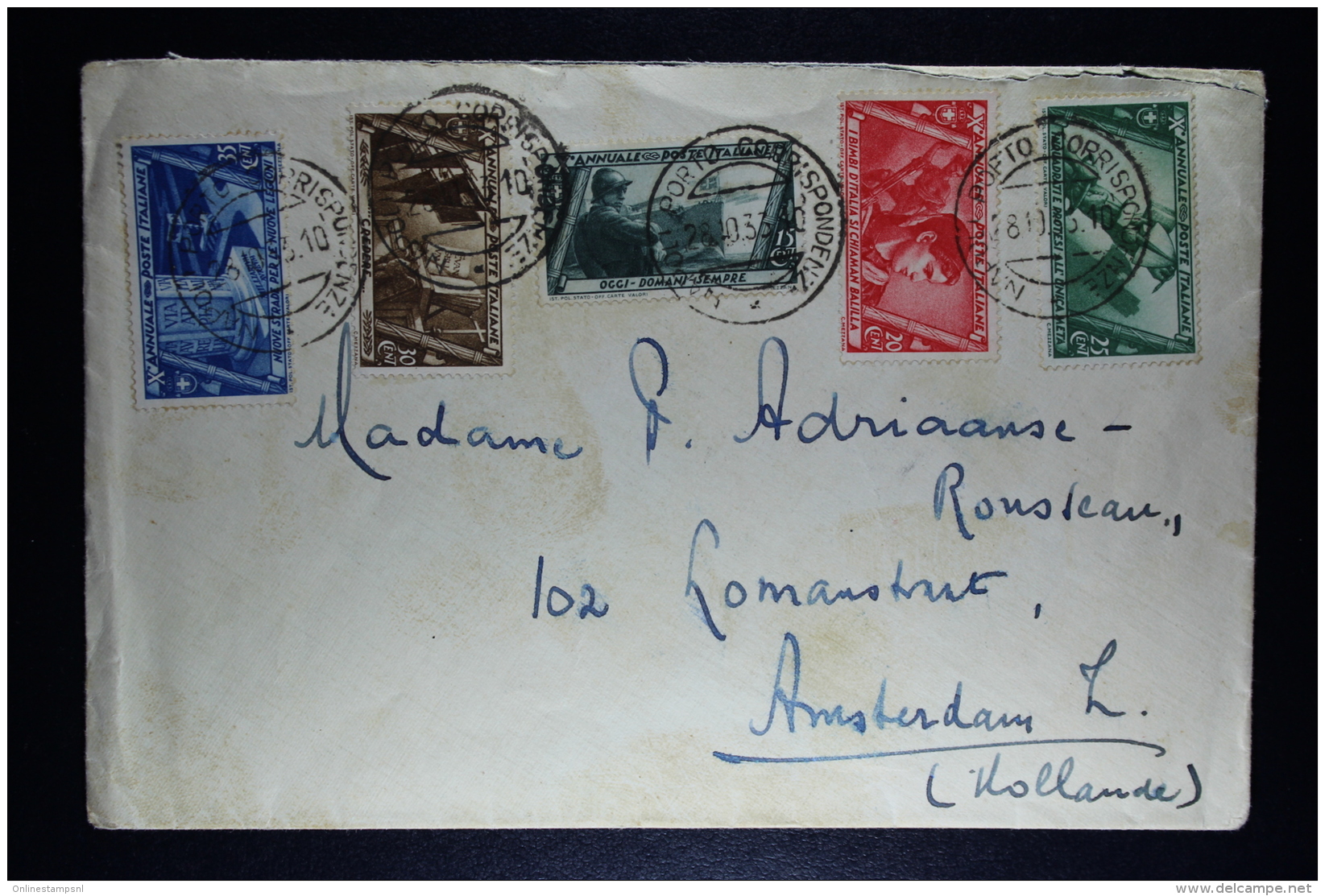 Italy: Cover  Roma To Amsterdam Mixed Stamps Sa 331 - 327  1933 - Storia Postale