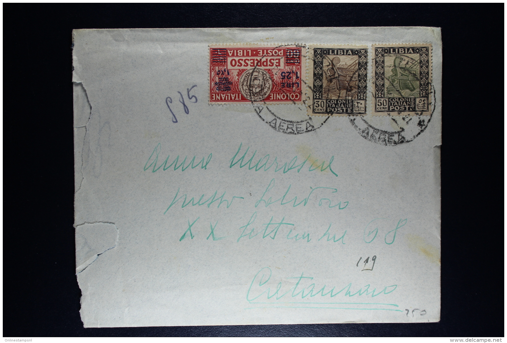 Libia: Airmail Cover Tripoli 1941 With Sa E 17 Espresso - Libya