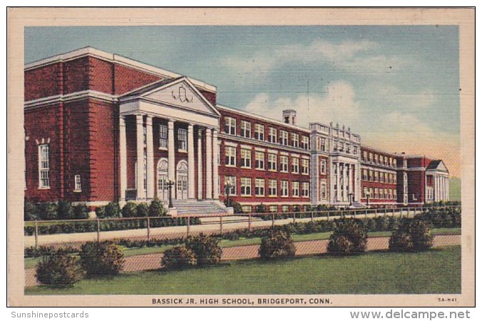 Connecticut Bridgeport Bassick Junior High School 1938 Curteich - Bridgeport