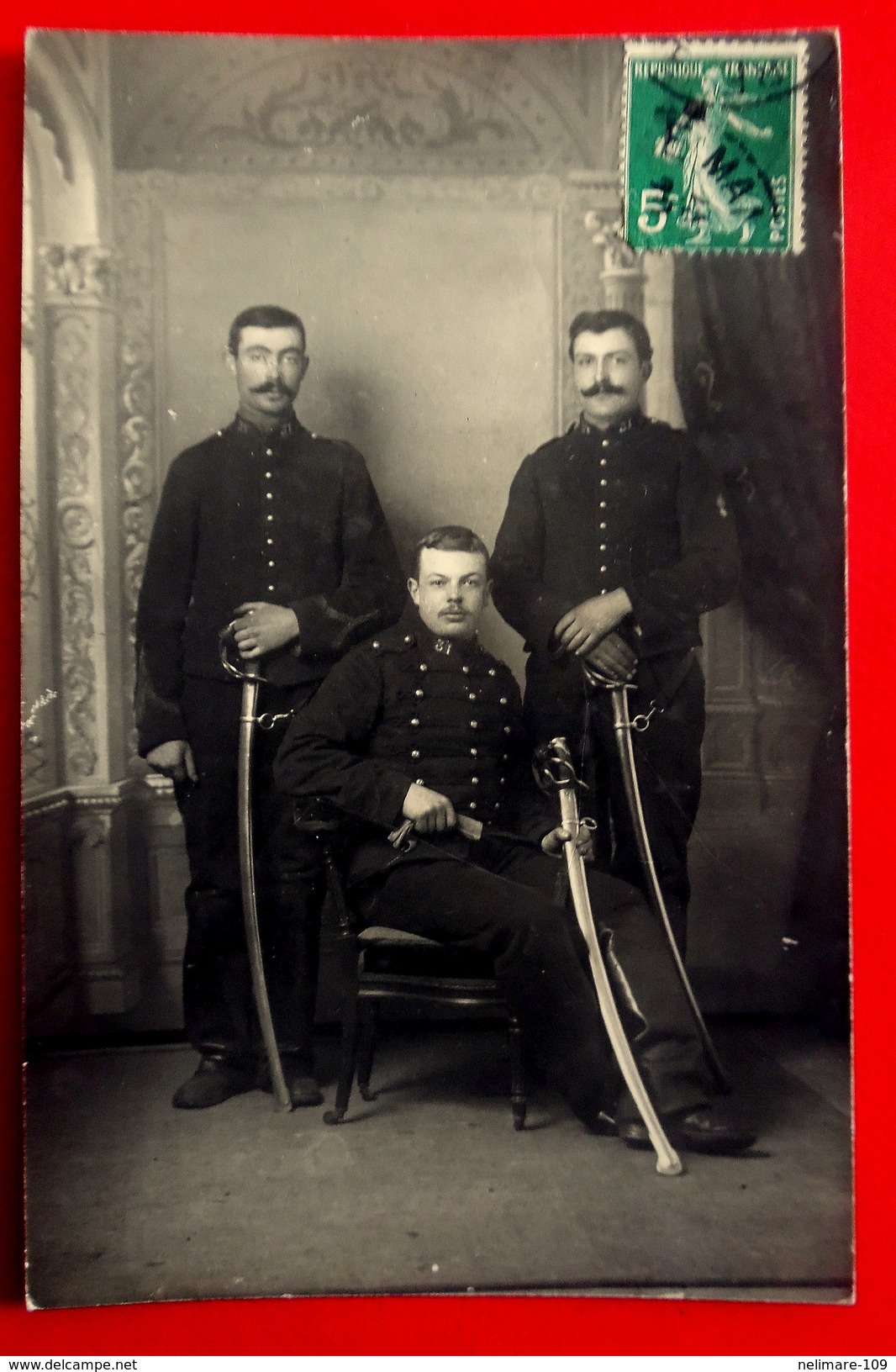 Cpa CARTE PHOTO MILITARIA MILITAIRES En UNIFORMES Et SABRES 31° REGIMENT PHOTO CHANTELOU LE MANS SARTHE 72 - Guerre 1914-18