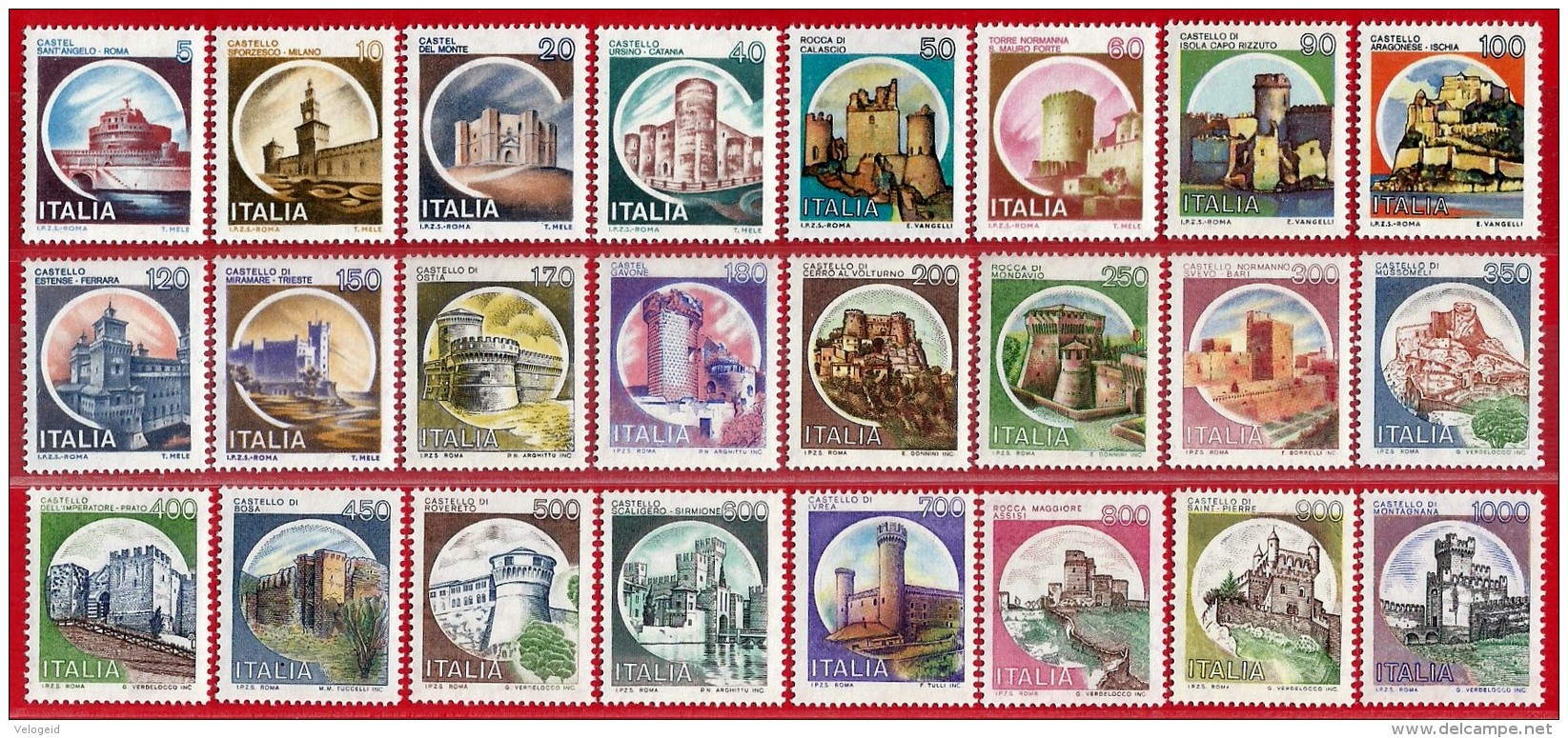 Italia. Italy. 1980 (**) Mi 1701 / 24. Turismo. Castillos. Castles. Castelli - 1971-80: Mint/hinged