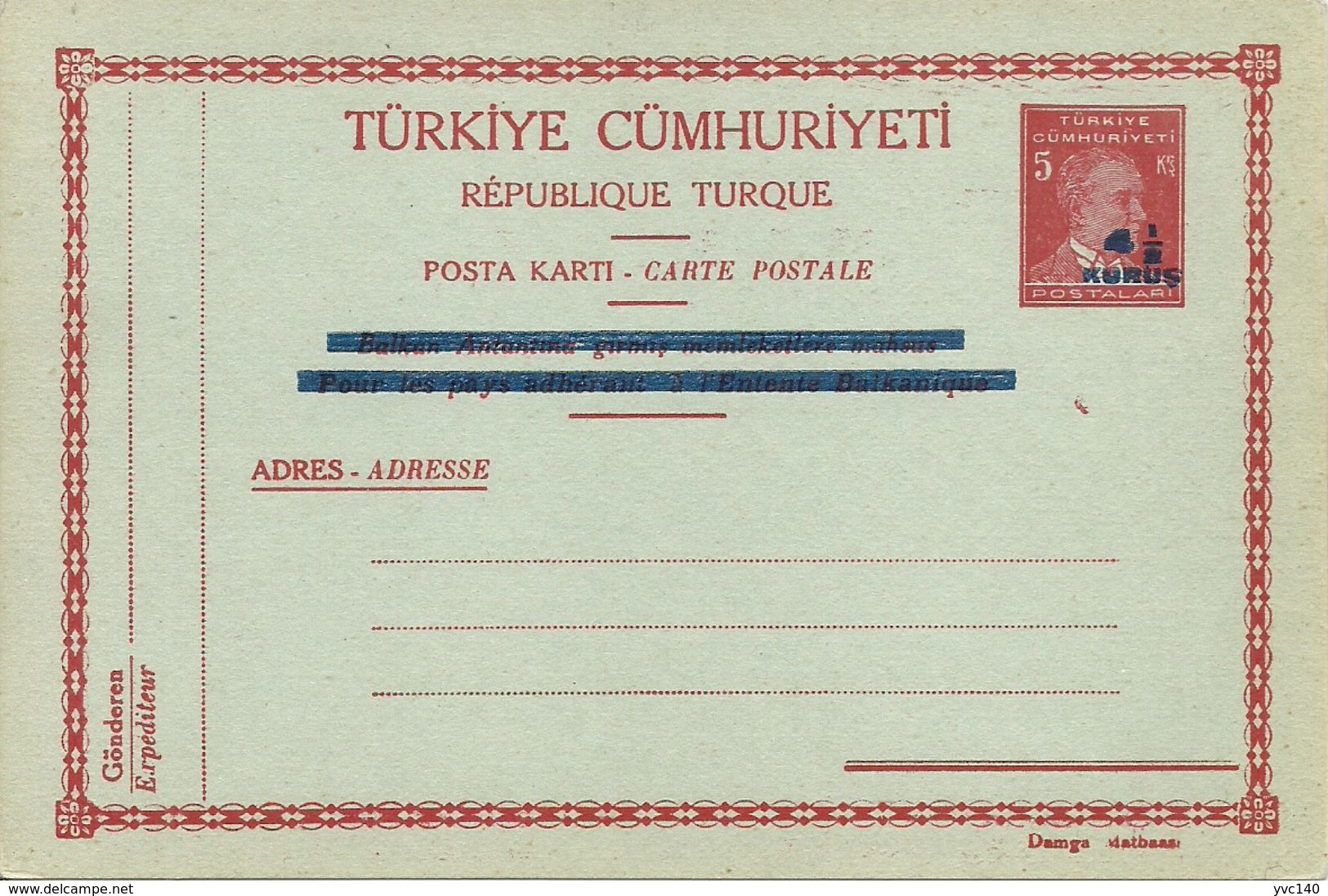 Turkey; 1943 Postal Stationery Isfila AN 171 - Ganzsachen