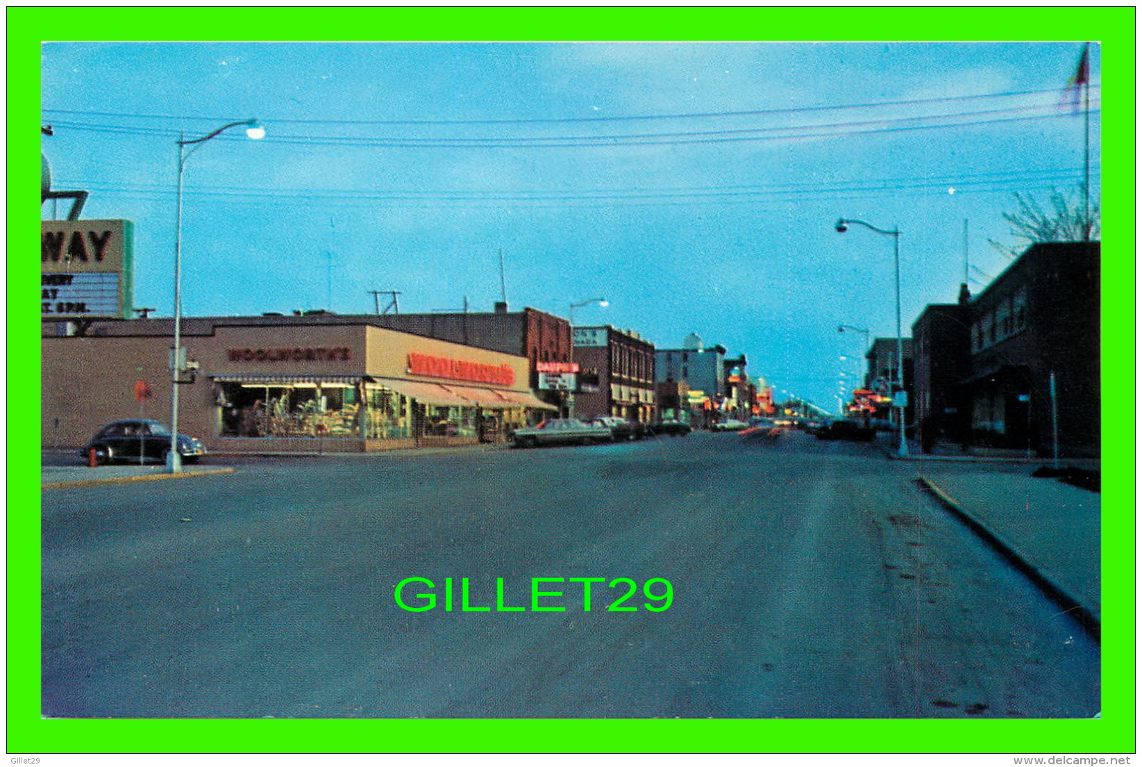 DAUPHIN, MANITOBA - DAUPHIN MAIN STREET AT DUSK, LOOKING SOUTH  -  PHOTO, R. J. BOB SNAZEL - - Dauphin