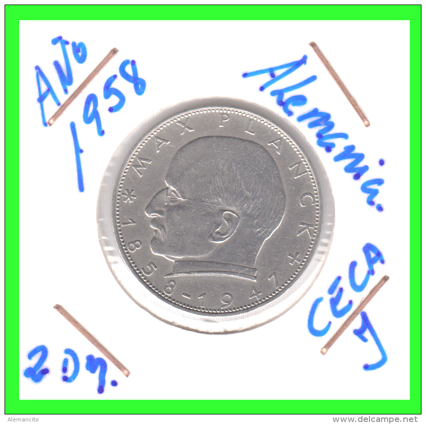 GERMANY  MONEDA DE 2 DM.  AÑO 1958-J - 2 Mark