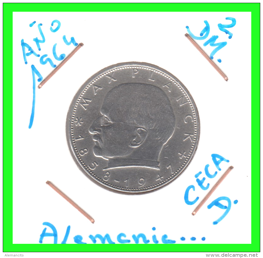 GERMANY  MONEDA DE 2 DM.  AÑO 1964-D - 2 Mark