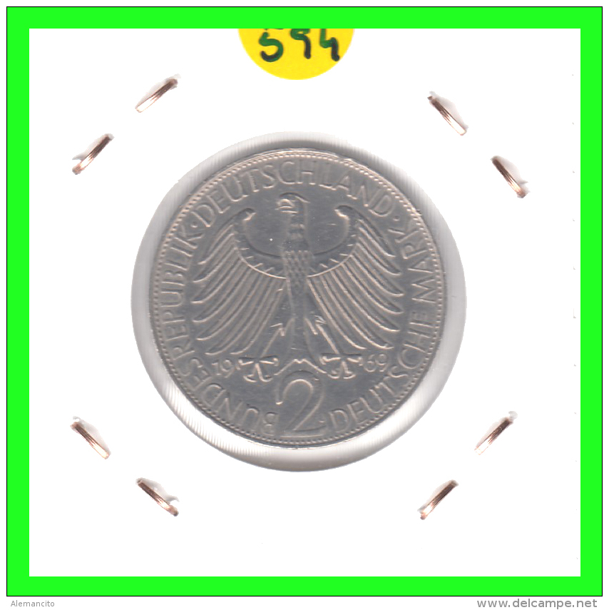 GERMANY  MONEDA DE 2 DM.  AÑO 1969-J - 2 Marcos