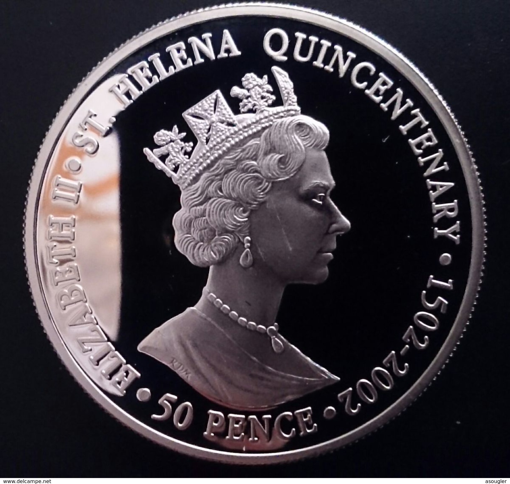 Saint Helena Island 50 Pence 2002 Silver Proof "1502-2002 Quincentenary Royal Visit" Free Shipping Via Registered - St. Helena
