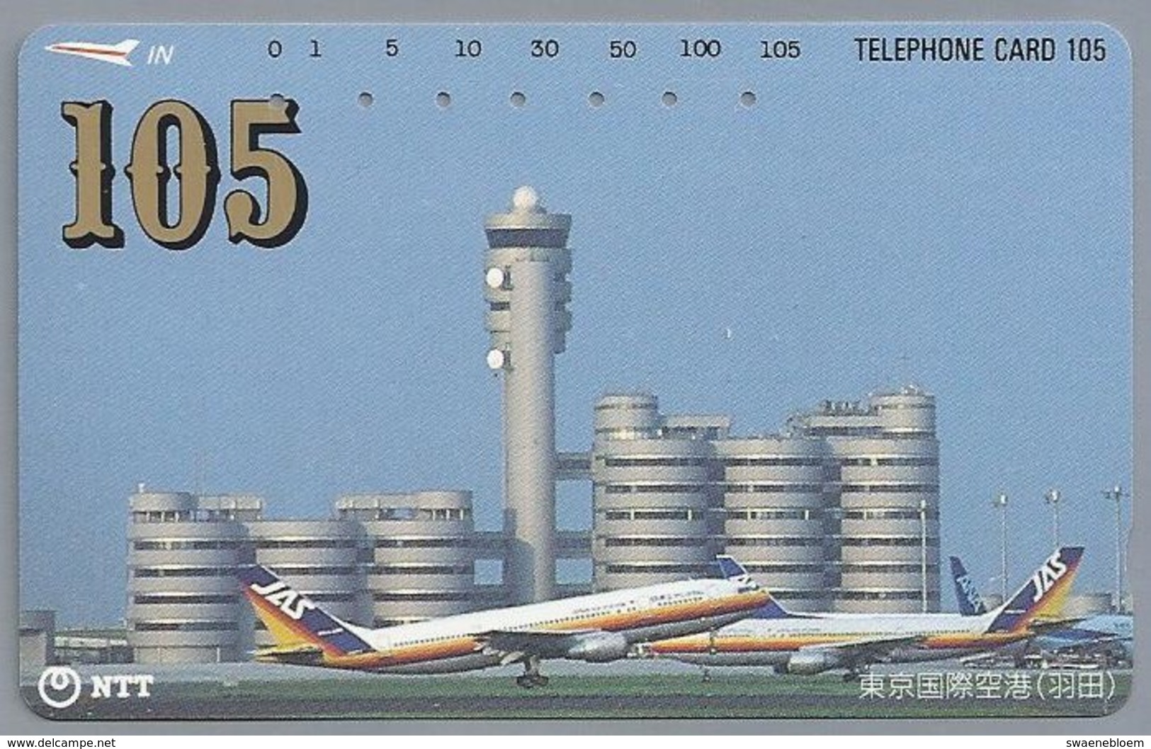 JP.- Japan, Telefoonkaart. Telecarte Japon. NTT. TELEPHONE CARD 105. 105. VLIEGTUIGEN. - Avions
