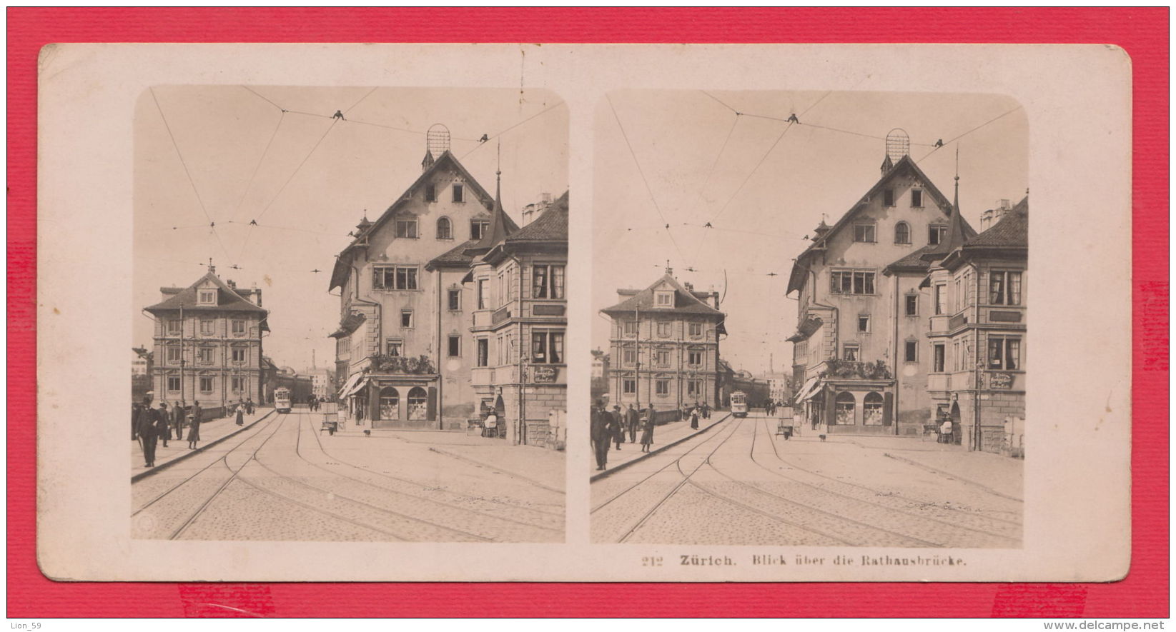 220129 / Old Real Original Photo - ZÜRICH - BLICK ÜBER DIE RATHAUSBRÜCKE TRAM  Switzerland Suisse Schweiz Zwitserland - Visionneuses Stéréoscopiques