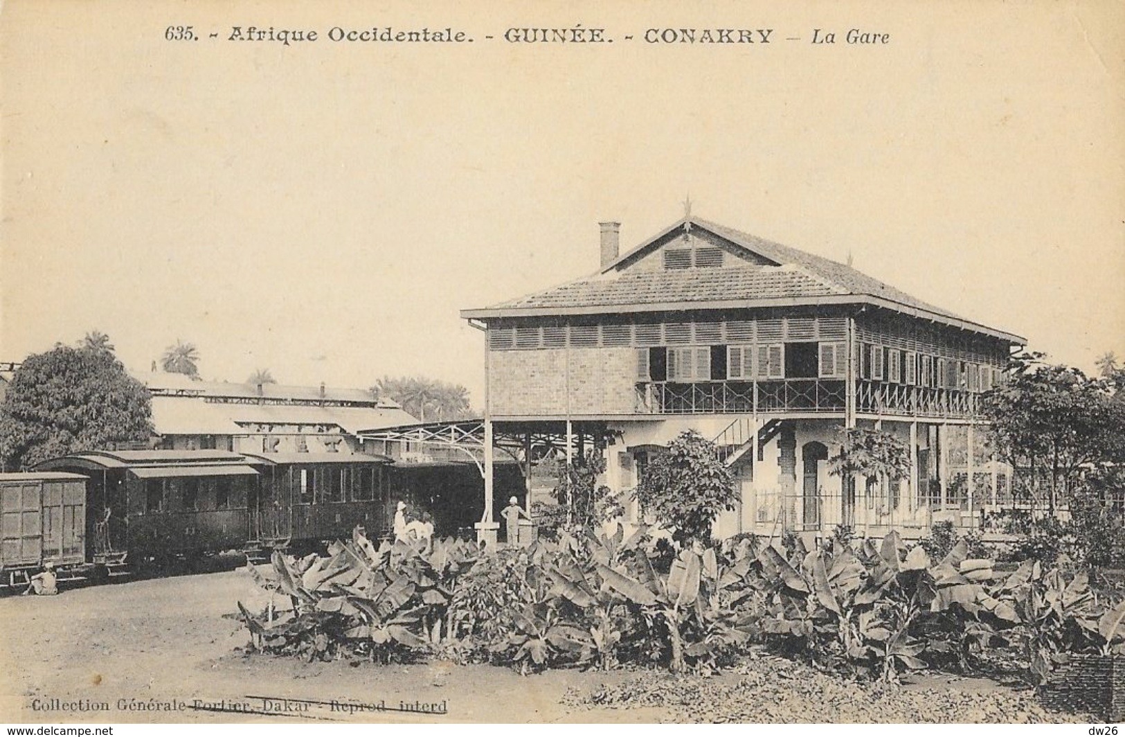 Afrique Occidentale - Guinée, Conakry - La Gare (train En Gare) - Collection Fortier, Carte Non Circulée - Guinée Française