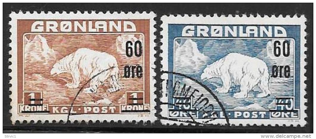 Greenland, Scott #39-40 Used Polar Bear Surcharged, 1956 - Used Stamps