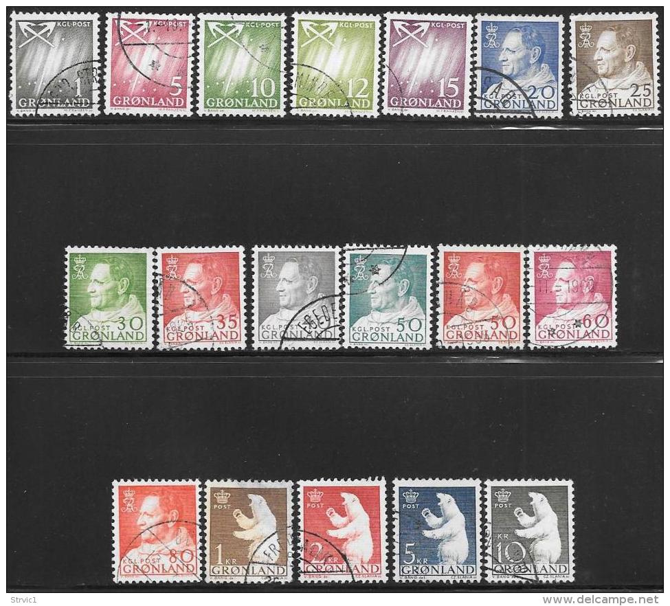 Greenland, Scott #48-65 Used Set Frederik LX, Polar Bears, 1963-8 - Used Stamps