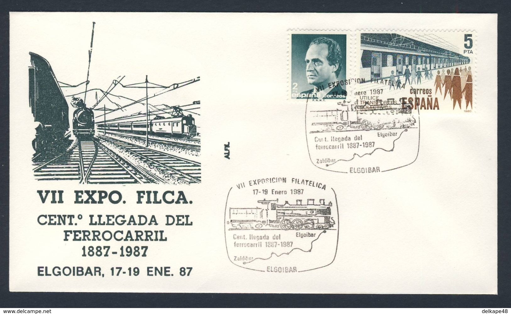 Spain Espana 1987 Cover / Brief / Lettre - VII Philatelic Exhibition - Arrival Of The Railway / Ankunft Der Eisenbahn - Treinen