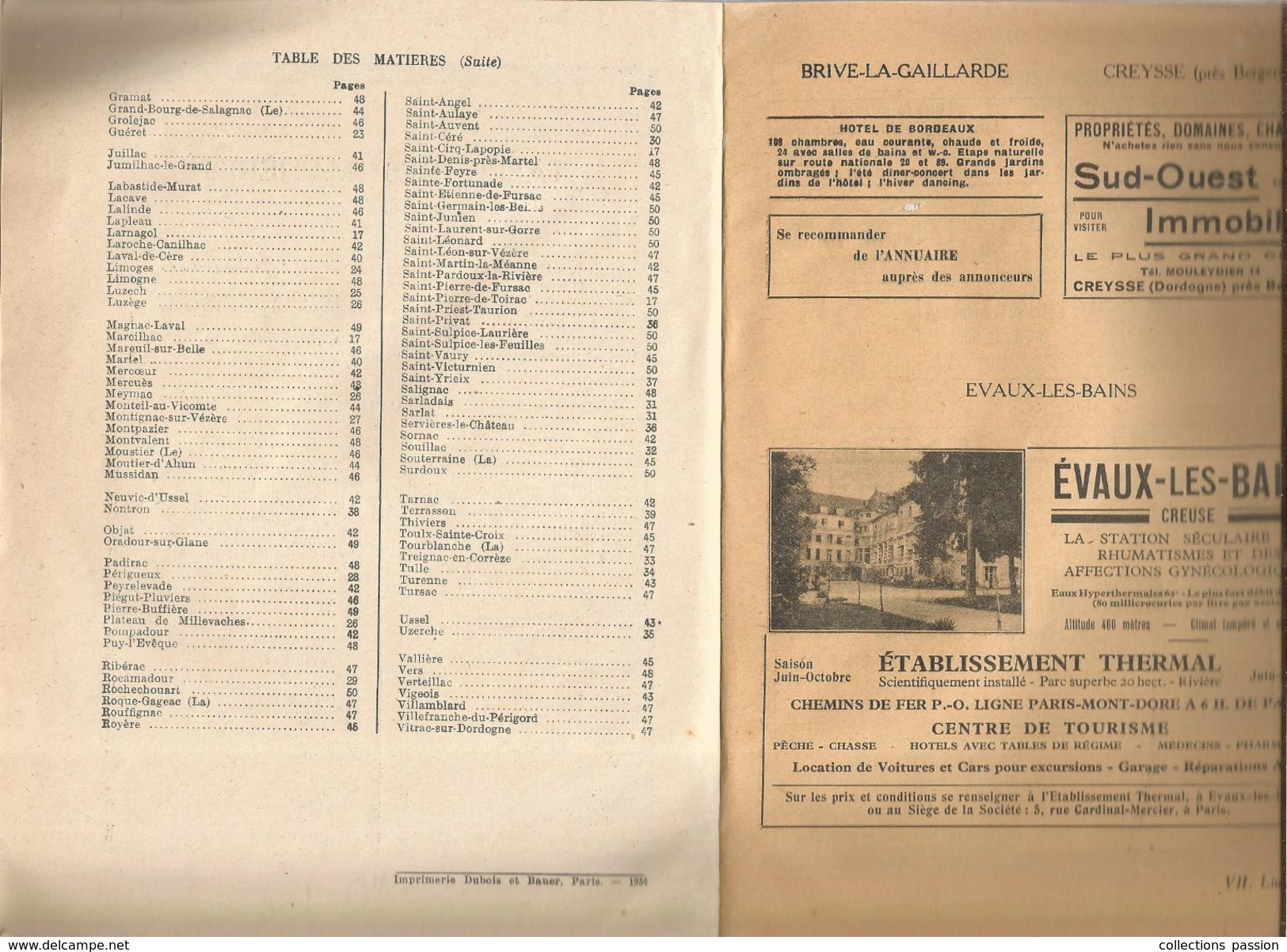 publicité régionale ,Limousin , Marche , Quercy , Périgord ,1934 , 56 pages ,8 scans  , frais fr 3.55 e