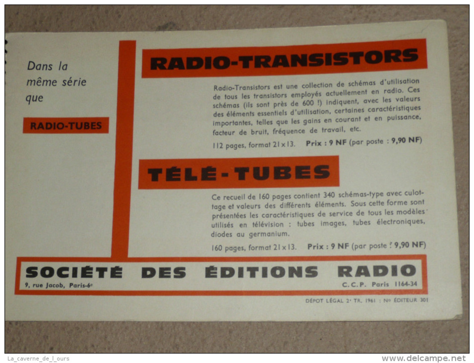 Rare ancien livre catalogue RADIO TUBES lampes transistors