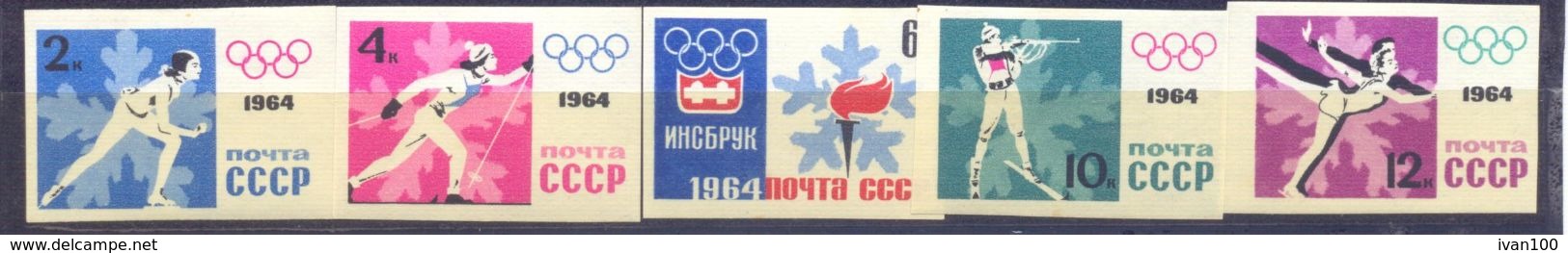 1964. USSR/Russia, Winter Olympic Games Insbruck, 5v Imperforated, Mint/** - Unused Stamps