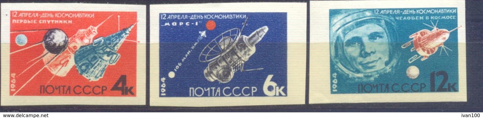 1964. USSR/Russia, Space, Cosmonautic Day, 3v Imperforated, Mint/** - Ungebraucht