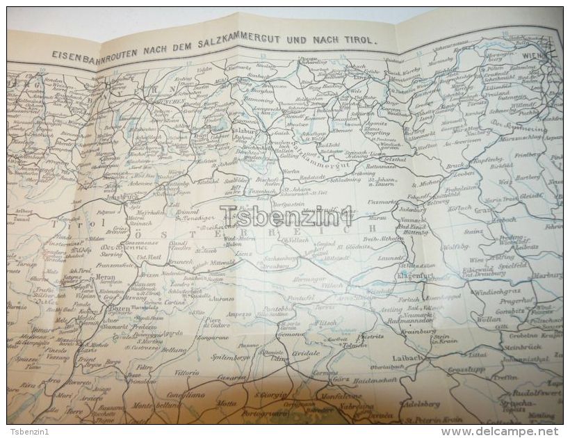 Eisenbahnrouten Nach Dem Salzkammergut Und Nach Tirol Austria 1914 - Topographische Karten