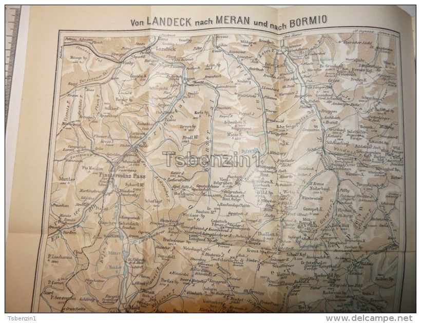 Landeck Meran Merano Bormio Mals Italy Tirol Map Karte Austria 1914 - Carte Topografiche