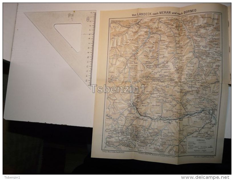 Landeck Meran Merano Bormio Mals Italy Tirol Map Karte Austria 1914 - Carte Topografiche