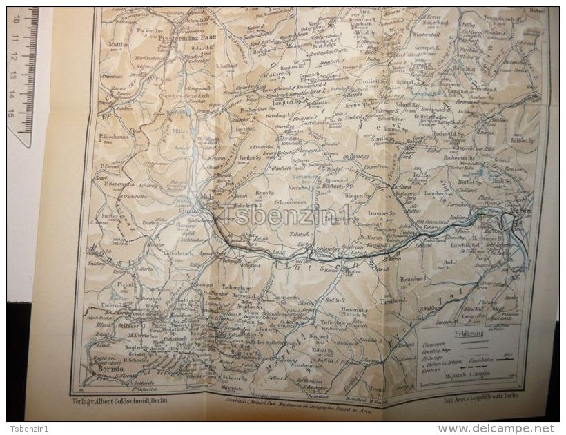 Landeck Meran Merano Bormio Mals Italy Tirol Map Karte Austria 1914 - Carte Topografiche