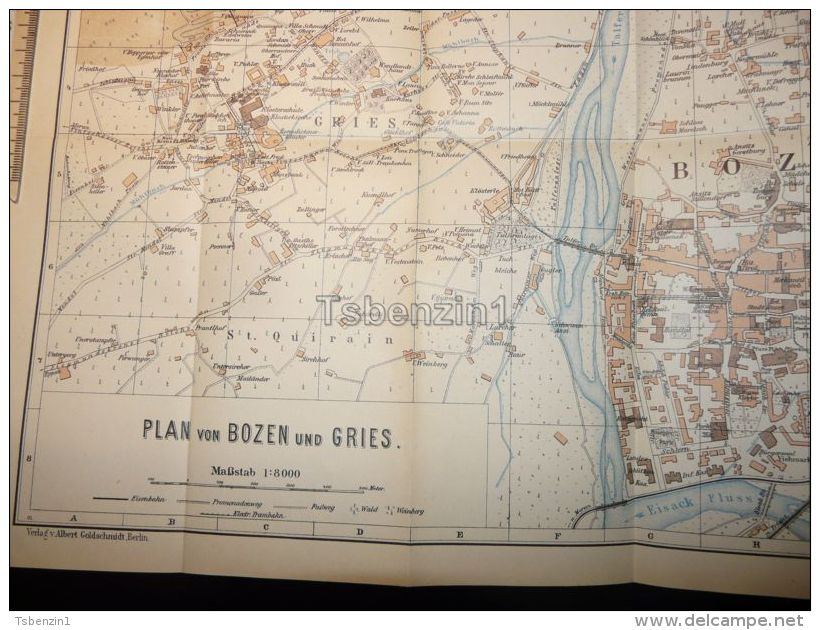 Bozen Bolzano Gries Italy  Austria Tirol Map Karte 1914 - Cartes Topographiques