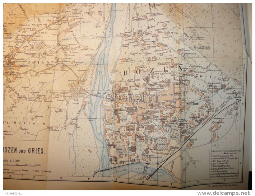 Bozen Bolzano Gries Italy  Austria Tirol Map Karte 1914 - Carte Topografiche