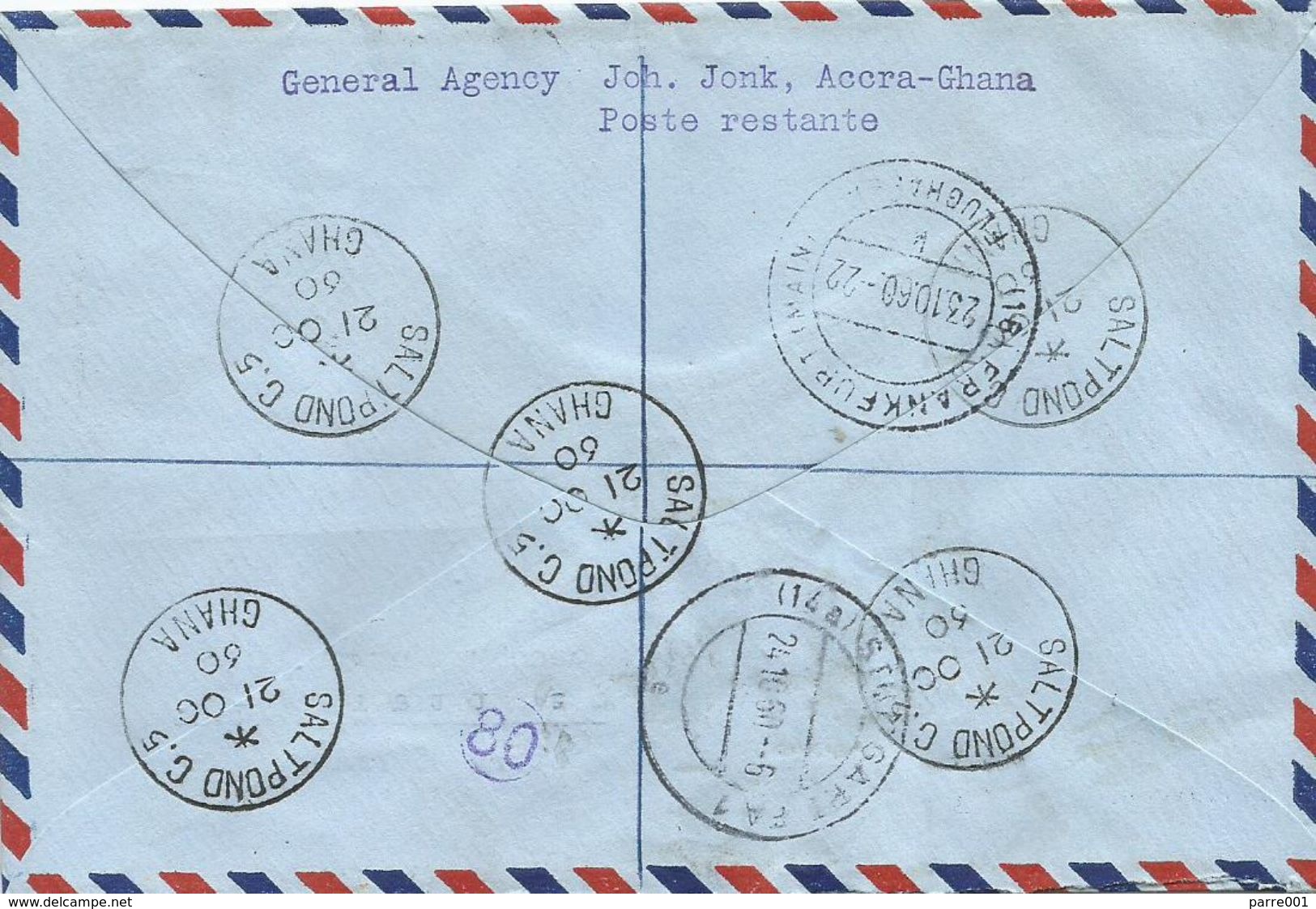 Ghana 1960 Saltpond Kwame Nkrumah Armory Eagle Unperforated Torch Registered Express Cover With Registration Slip - Ghana (1957-...)