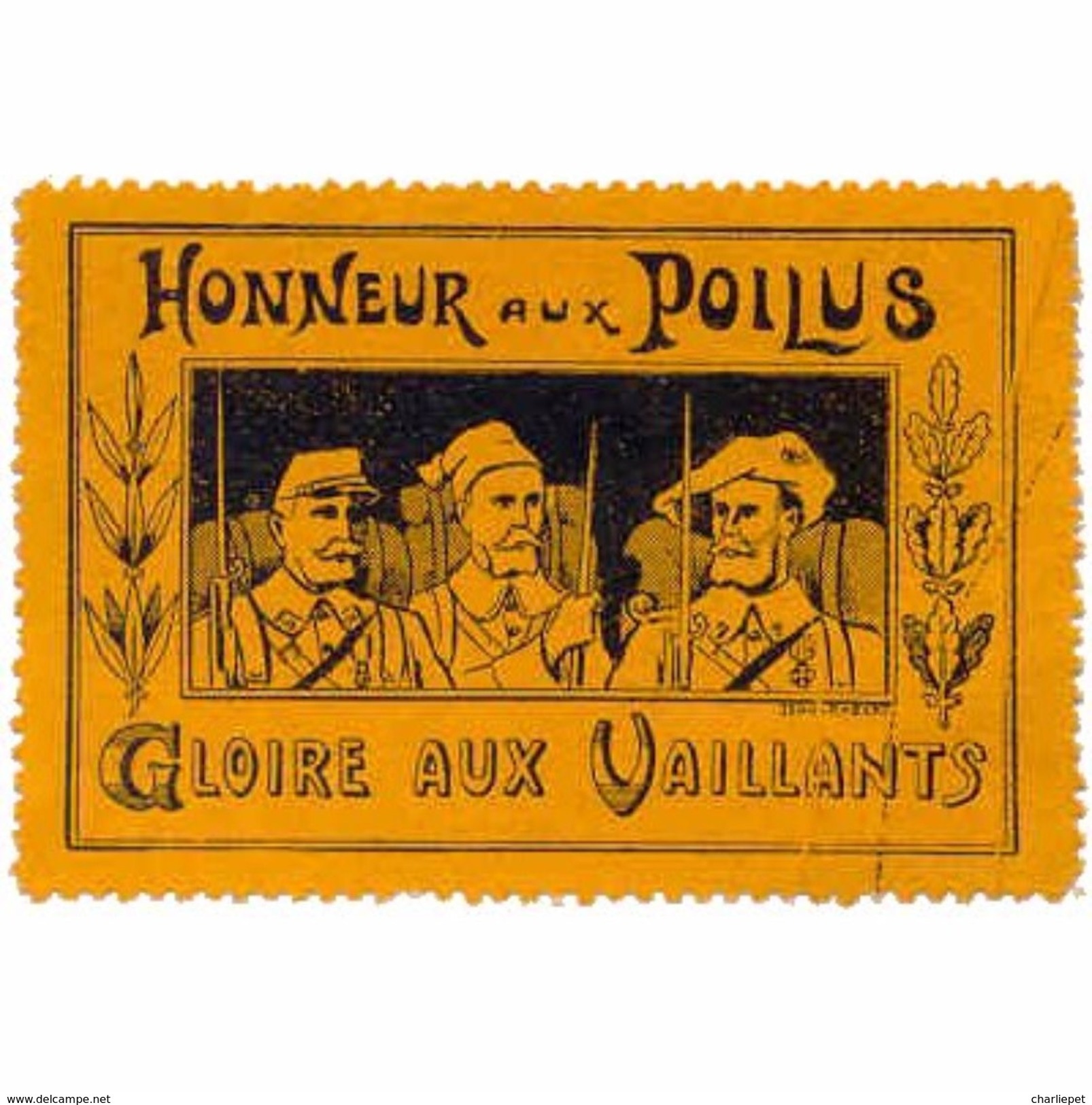 France WWI Honneur Poilus Gloire Aux Vaillants Stamps Vignette Poster Stamp - Vignettes Militaires