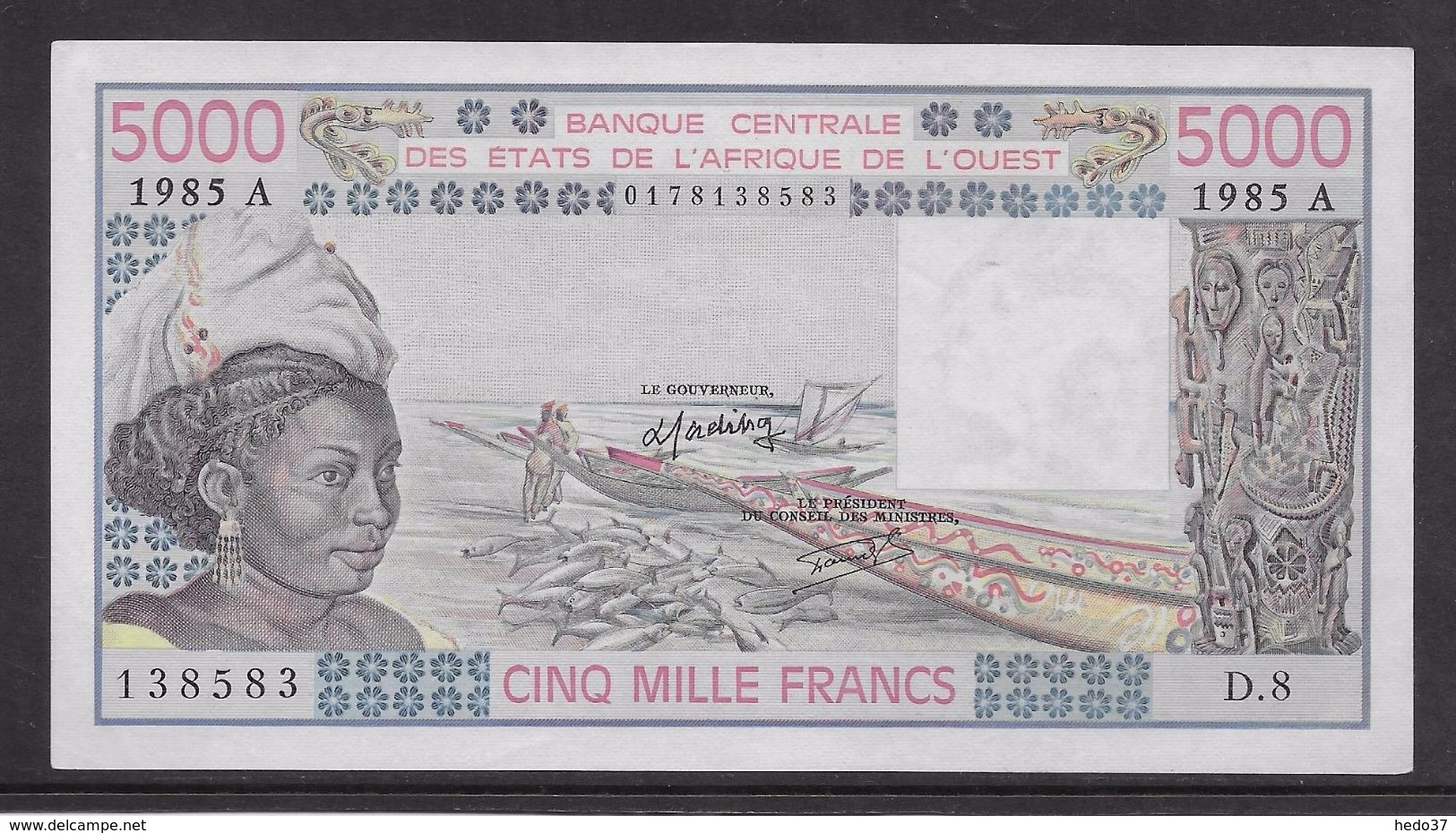 Côte D'Ivoire - 5000 Francs - 1985 -  Pick N°108An - Neuf - Costa D'Avorio