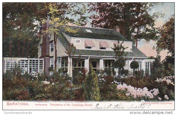 New York Saratoga Springs Inniscara Residence Of Mr Chuancey Olcott 1909 - Saratoga Springs